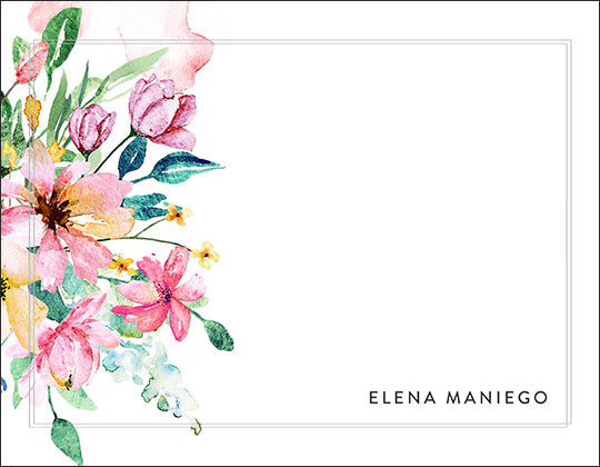Blushing Watercolor Floral Garden Themed Notecard