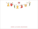 Hanging Monogram & Ornaments Holiday Notecard