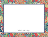 Exotic Peony Chinoiserie Red Border Notecards