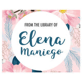 Floral Calligraphy Library Name Label