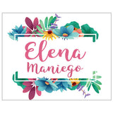 Floral Calligraphy Name Label