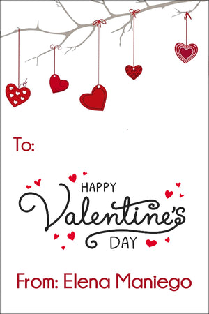 Hanging Hearts Valentine gift tag